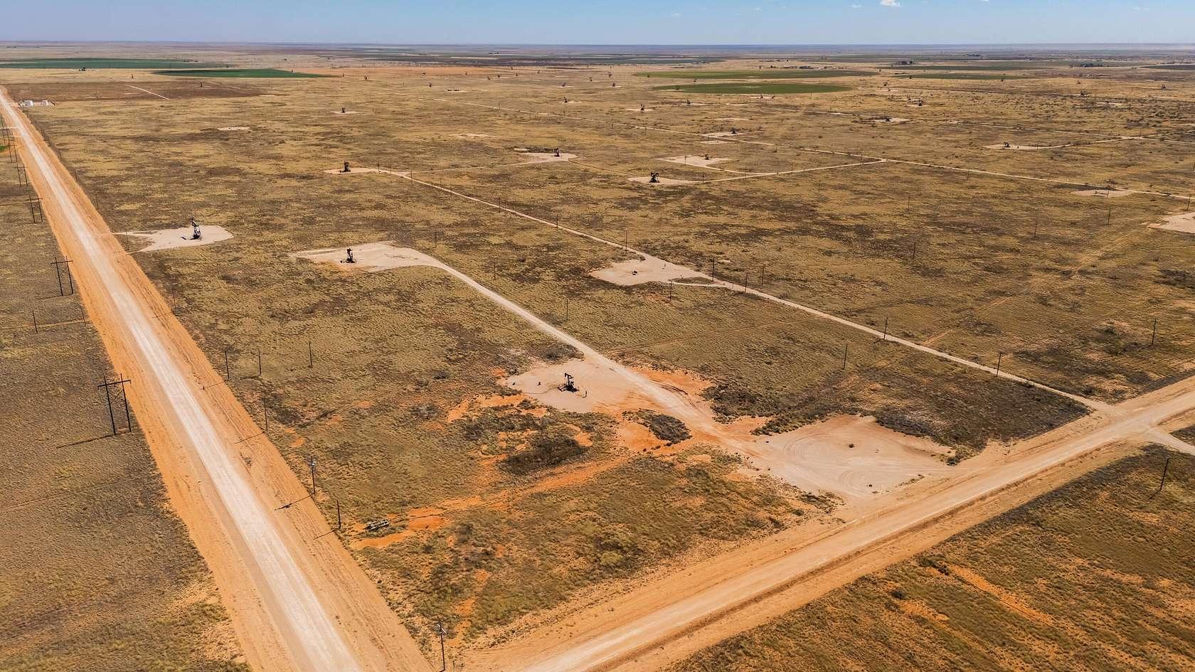 Aerial view of an oil field